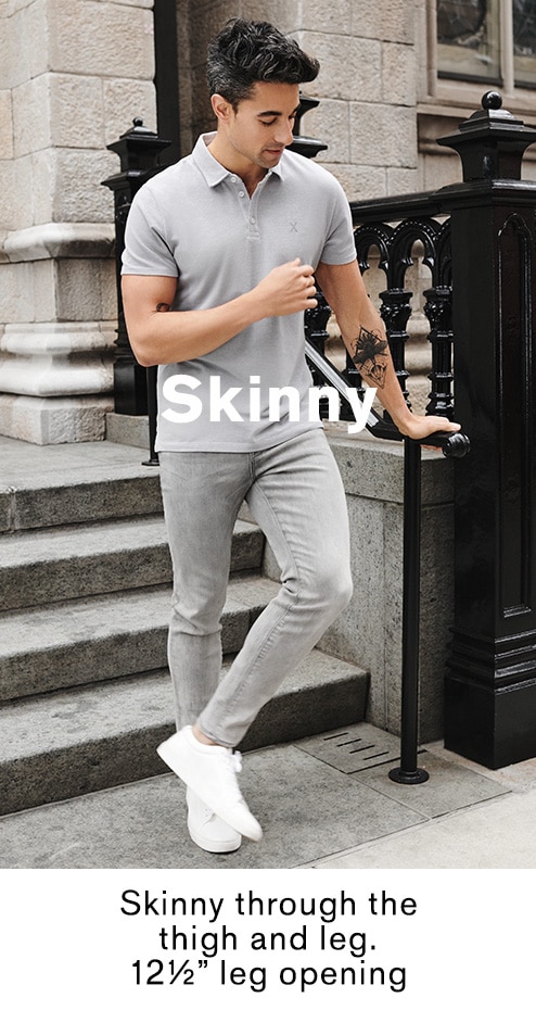 grey skinny jeans mens outfit