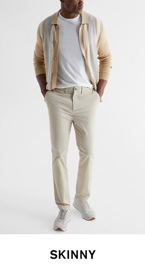 Nuon by Westside Solid Beige Rocker Fit Chinos