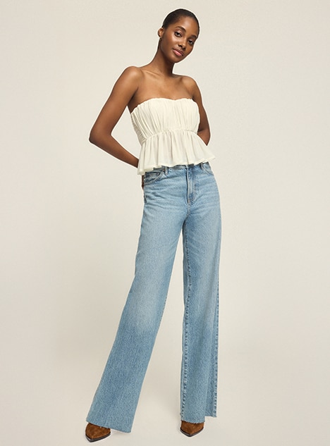 dress blue jeans for women True Blue Dark Wash Straight Leg Jeans main image 1